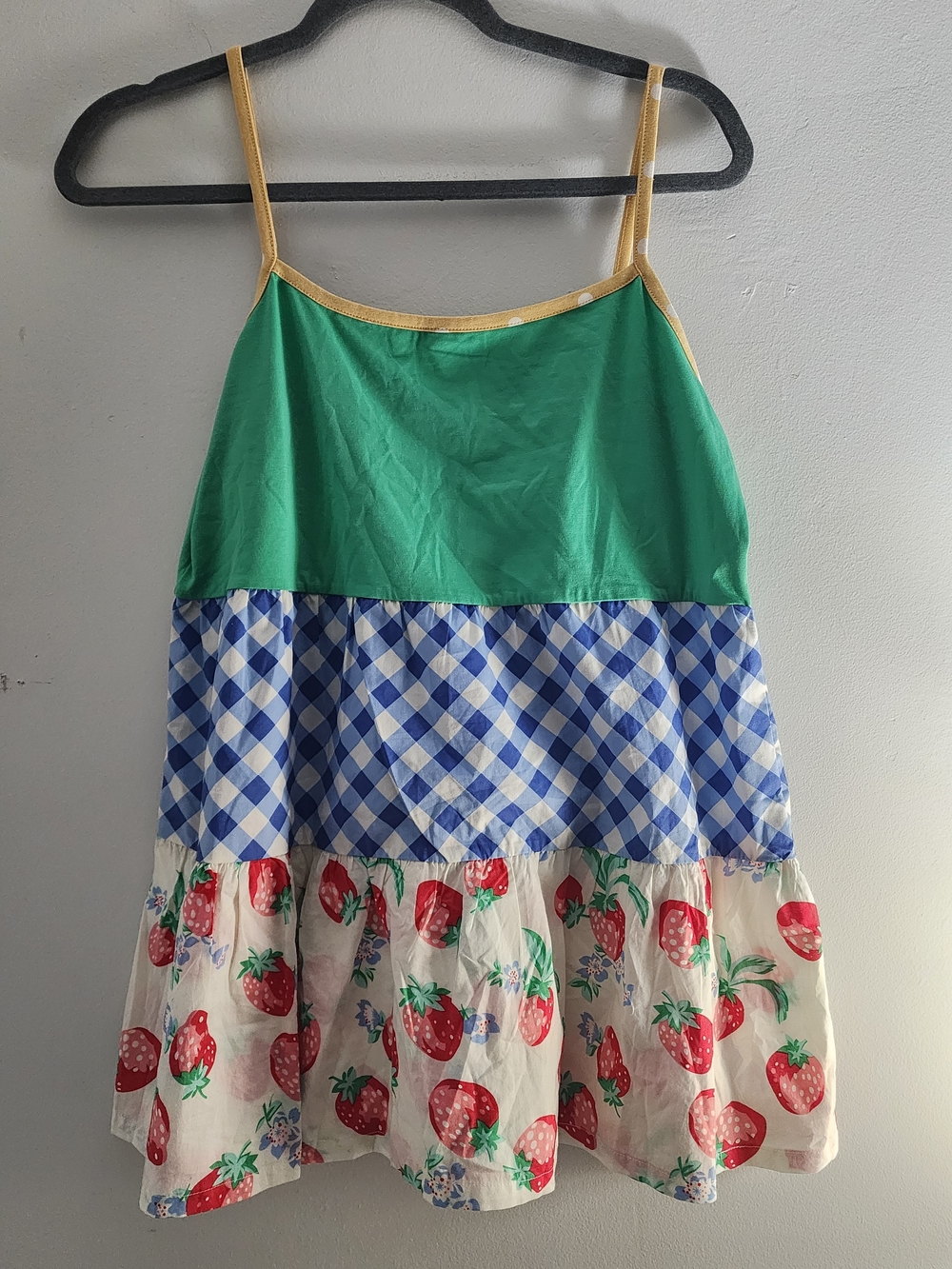 Womens Matilda Jane Green, Blue & Red Strawberry Tiered Camisole M